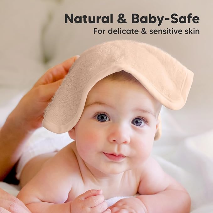 6-Pack Baby Washcloths – Soft Absorbent Viscose from Bamboo Washcloths for Face, Body, Baby Towels for Newborn, Kids, Toddlers, Infant, Gentle on Sensitive Skin, 10x10 Reusable Face Towels (Peachy)