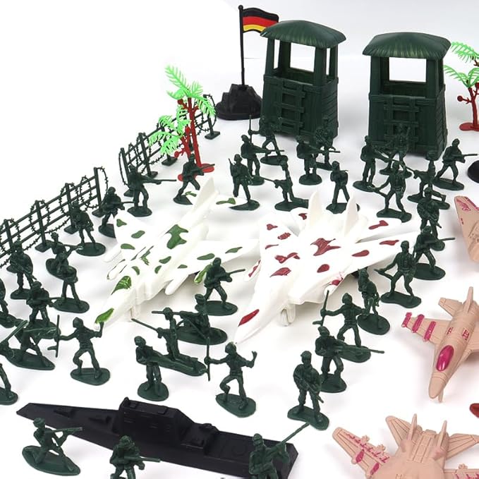 Army Men Playset Toy for Boys with Battle Mat, 308Pcs Military Toys Soldiers, Plastic Army Men Action Figures and Military Weapons, Guns Toys for Age Boys 4 8 12