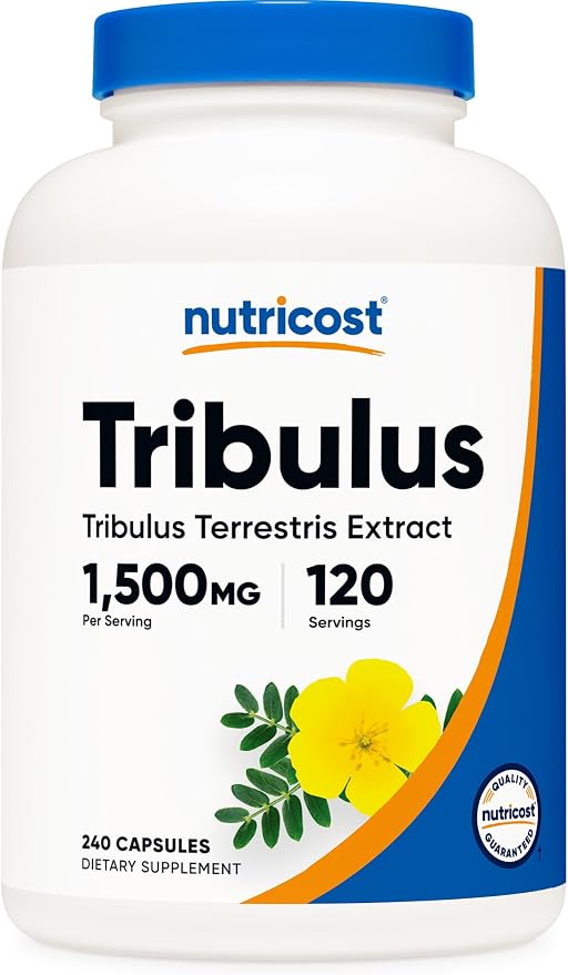 Nutricost Tribulus Terrestris Extract 1500mg, 240 Capsules - 45% Saponins, 120 Servings, Non-GMO, Gluten Free