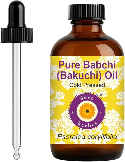 dève herbes Babchi (Bakuchi) Oil (Psoralea corylifolia) with Glass Dropper | Cold Pressed | Pure | For Diluting Essential oils | Skin & Massage | Non-Sticky | Lightweight | Unisex | 120ml (4 oz)