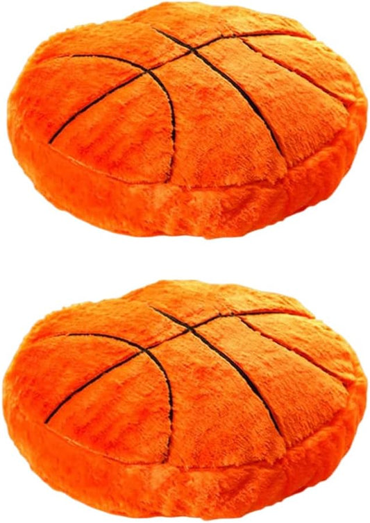 2Pcs Basketball Sports Fluffy Soft Throw Pillow Toy, Basketball Plush Sport Theme Cushion, Sphere Toys Gift for Kids Boy Girls Children Room Decoration