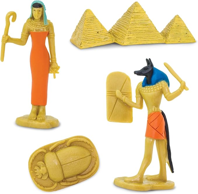 Safari Ltd. Ancient Egypt TOOB - 12 Mini Figurines: Nefertiti, Bastet, King Tut, Isis, Amulet, Mummy, Scarab, Pyramids, Sphinx, Thoth, Anubis & More - Educational Toys Boys, Girls & Kids 3+