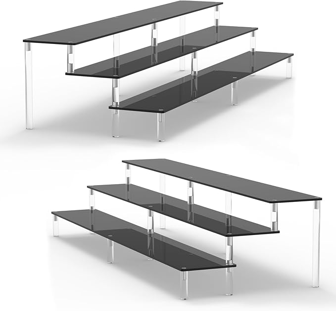 2 Packs 15 3/4 inch Acrylic Riser Display Stand Shelf Clear 3 Tier Display Shelves Compatible with Figures Cupcake Stand Food Dessert Holder