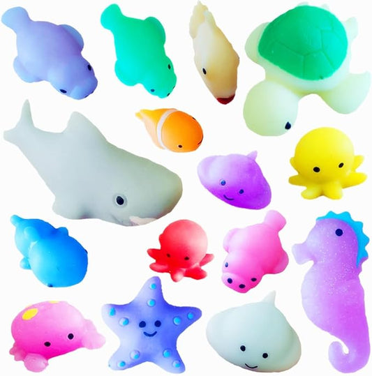 50 Packs Bulk Squeeze Ocean Classroom Students Gifts Rainbow Fidgets Gifts From Teacher, Mini Squishy Animal Holiday Rewards Party Favors for Kids