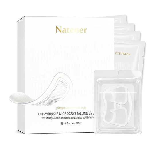 PDRN 4 pairs Micro Eye Patches + 4 pairs Crows Feet Wrinkle Patches, Under Eye Patches for Puffy eyes, Dark Circles & Wrinkle | Hyaluronic, Kojic Acid, Collageen, Peptides, VC, Niacinamide