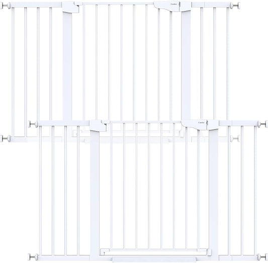 Cumbor Pack of 2 Extra Wide Baby Gate for Stairs, 29.7–51.5" Pressure Mounted Dog Gate for Doorways, Auto Close Safety Pet Gate, Easy Walk Thru Wide Child Gate, White, Mom's Choice Award Winner