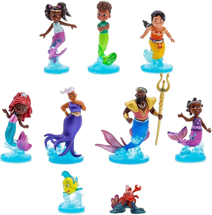 Disney Store Official Junior's Ariel Deluxe Figure Play Set - With Ariel, Triton, Ursula & Friends - Mermaid Toys Characters Figurines