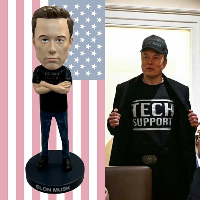 Elon Musk Bobblehead, Entrepreneur and American Patriot, Trump Doge, Premium Polyresin Collectible Statue, 8 Inches Tall, World Leaders Series, Patriots