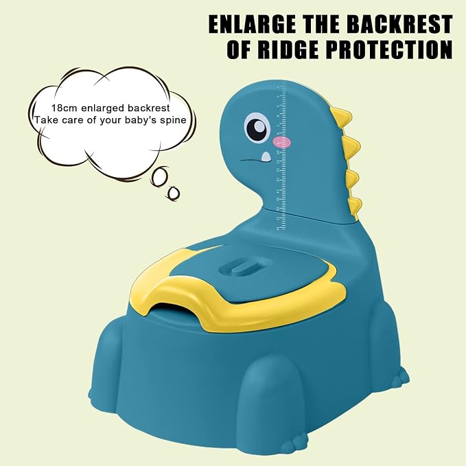 Potty Training Toilet, Dinosaur Potty Training Toilet Seat, Separated Dinosaur Training Potty for Toddlers with Non-Slip Rubber Mat Backrest, Portable Potty Chair for Boys and Girls Travel