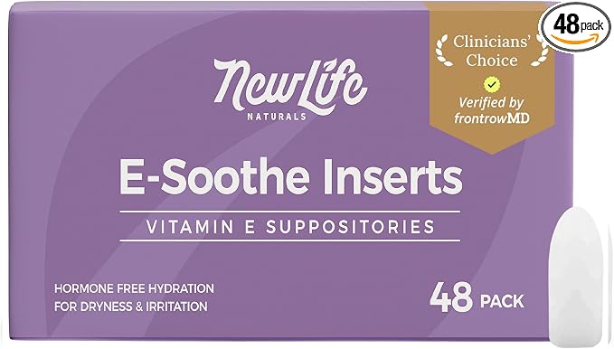 NewLife Naturals Vitamin E Suppositories for Women 38IU ESoothe - All Natural Moisturizer Support - Feminine Care Hydration and Moisture Support, Postpartum Hormonal Changes & More - 48 Inserts, USA