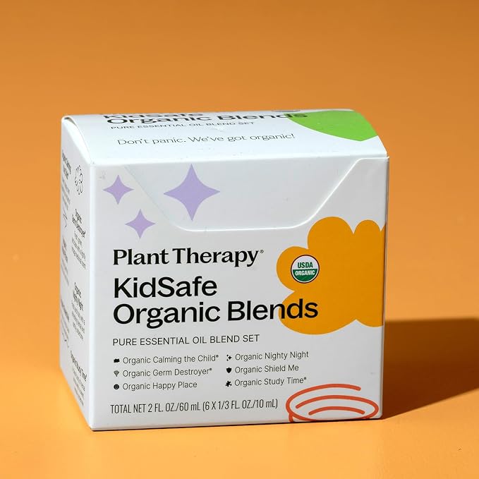 Plant Therapy KidSafe Organic Essential Oil Blends Set 10 mL (1/3 oz) 100% Pure, Undiluted, Aromatherapy, Sleep Support, Mood Booster, Attention and Focus