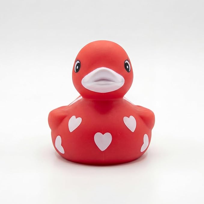 3" Rubber Duck [Squeaky, with Hole] - Baby Safe Bathtub Bathing Toy - Valentines Sweetheart Rubber Duck