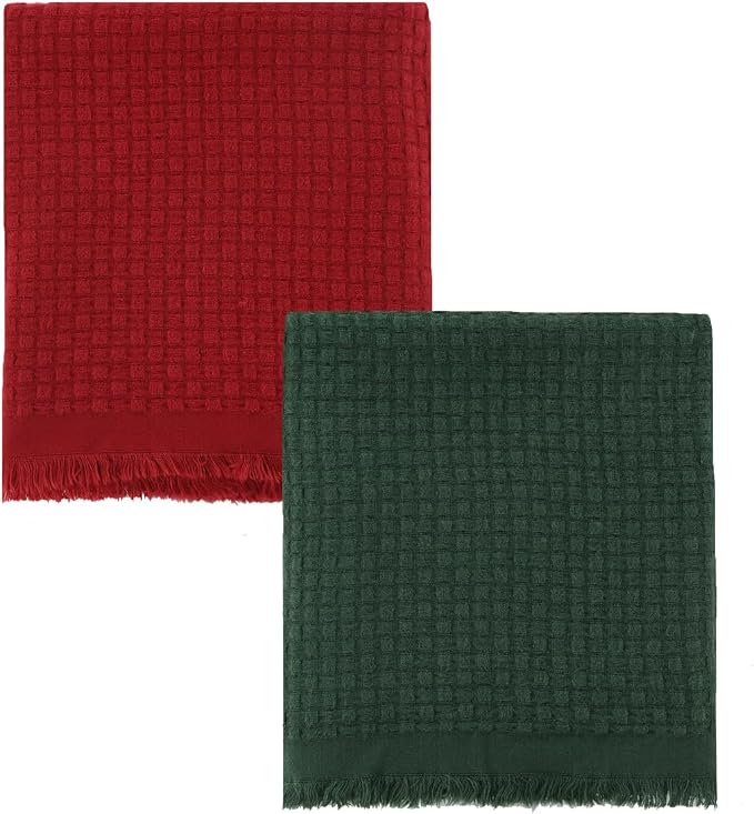 CREVENT Farmhouse Boho Knitted Throw Blanket for Couch Sofa Chair Bed Home Decoration, Soft Warm Cozy Light Weight for Spring Summer Fall (50''X60'' Christmas Set)