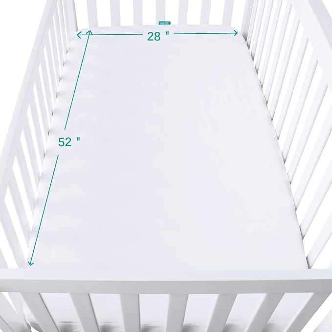 Crib Sheets Waterproof 2 Pack, Crib Mattress Protector, Toddler Fitted Crib Sheet Neutral, Ultra Soft & Breathable Toddler Bed Sheets for Boys and Girls, Grey & White