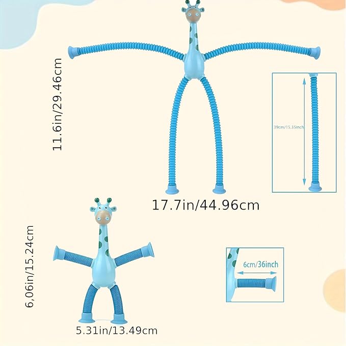 20Pcs Telescopic Suction Cup Giraffe , Coolest Pop Tubes Sensory Toys for Kids, Fidget Toys Party Favors Christmas Easter Birthday Party Supplies Goodie Bag Stuffer