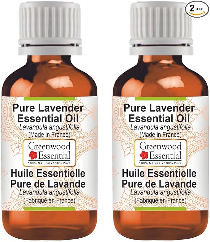 Greenwood Essential Pure Lavender Essential Oil (Lavandula angustifolia) (Made in France) Steam Distilled (Pack of Two) 100ml X 2 (6.76 oz)