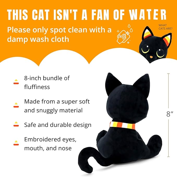 Cory The Candy Corn Cat - Cute Halloween Decor, Small Stuffed Animal, Halloween Decorations, Machine Washable, Soft and Safe Materials - Candy Corn Cory, 8 Inch
