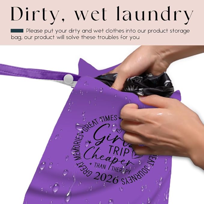 Girls Trip Gifts Wet Dry Bag, Beach Bag Wet Bag Favors, for Swimsuit Toiletry Travel Essentials For Women Aloha Bags, Beach Travel Gym Laundry bags for Dirty Diaper Swimsuit Gifts (Purple)