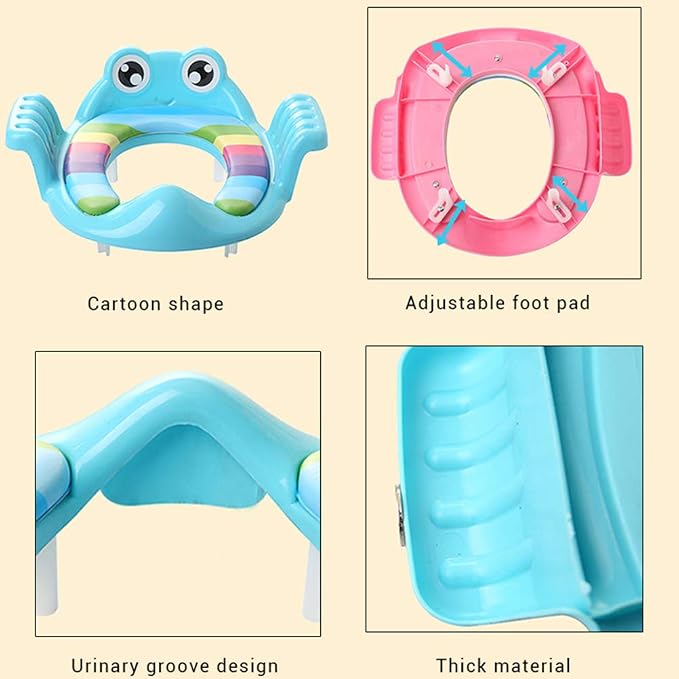 Children's Toilet Children Auxiliary Toilet Seat Baby Potty Trainer Non Slip Toilet Training Seat Travel Potty Seat for Boys and Girls (Green)
