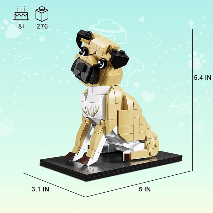 KAZI Adorable Dogs Building Toy Set,Dog Gifts for Animal-Lovers,Ideas Pug Dog Building Set for Girls and Boys,Creative Buildable Toys for Kids 8 and Up,Party Favors,Gifts for Halloween Christmas