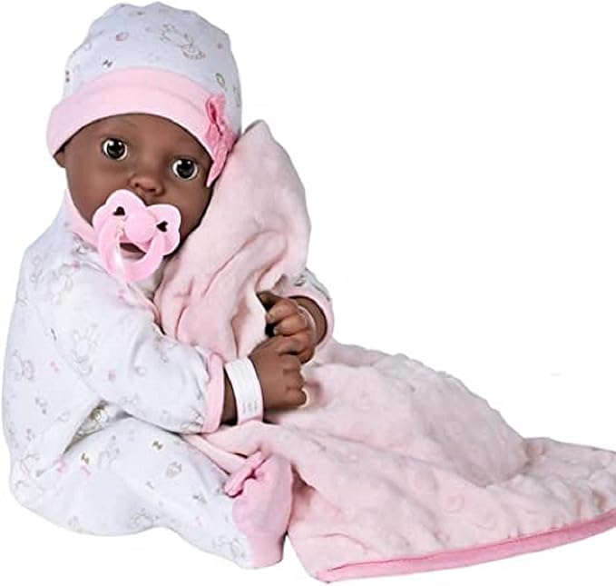 Adora Realistic Adoption Doll Joy, 16” Adorable Doll with 9-Piece Accessories includes Pacifier, Hospital Bracelet, Disposable Diaper, Blanket, Crib, Removable Onesie and a Cap.
