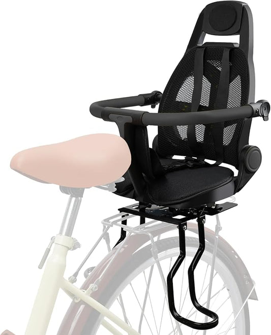 Rear Child Bike Seat,Rear Mounted Child Bike Seats,Back Mount Child Seat with Back Rest Armrest Foot Pedals,Width Adjustable Bicycle Rear Seat,Fits All Bicycle Rear Frames