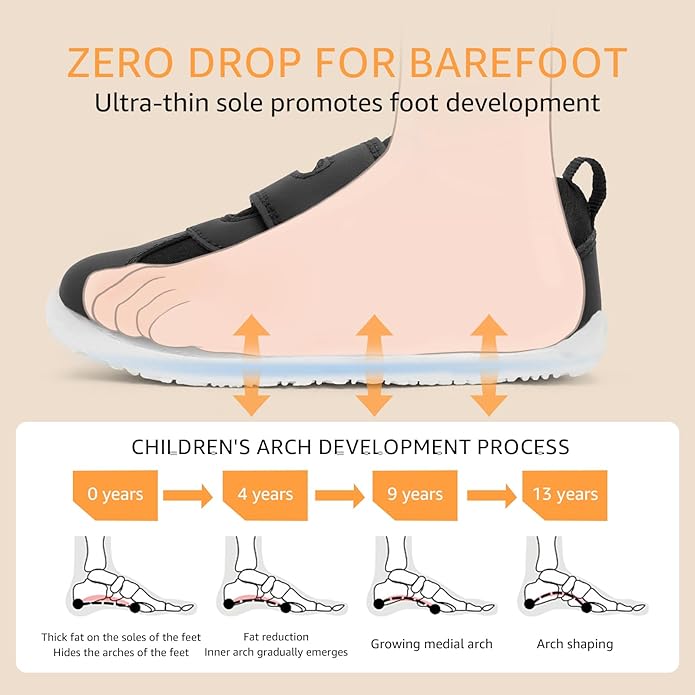 Wide Toe Box Toddler Shoes Zero Drop Boys Girls Barefoot Shoe Non-Slip Little Kids Sneakers for First Walking