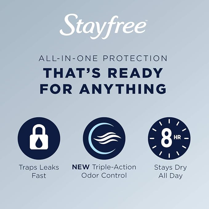 Stayfree Ultra Thin Super Long Pads with Wings For Women, Reliable Protection and Absorbency of Feminine Moisture, Leaks and Periods, 32 count (Pack of 2)