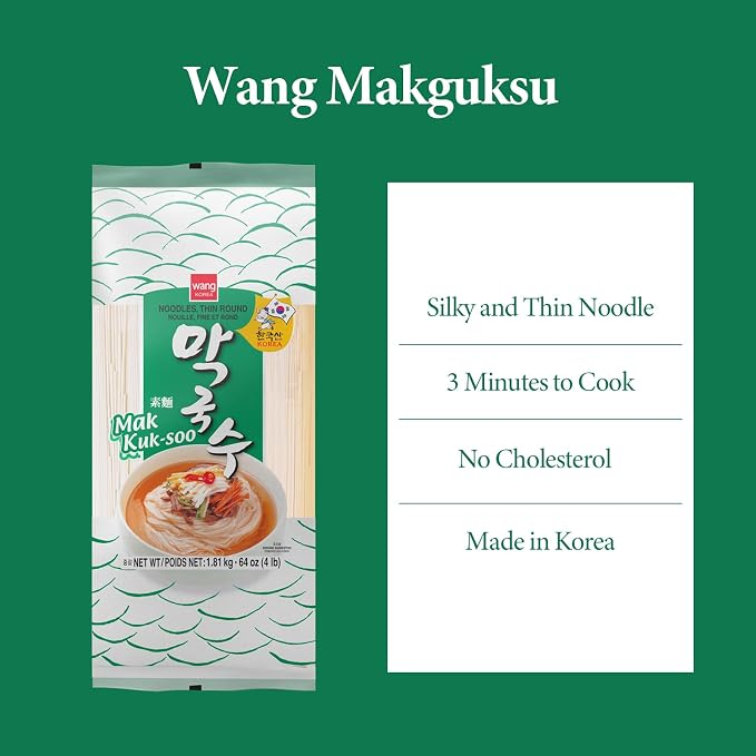 Wang Makguksu, Korean Dried Noodle, Silky and Thin Wheat Noodle | Janchi Guksu, Bibim Guksu Simple and Savory, 63.49 Oz