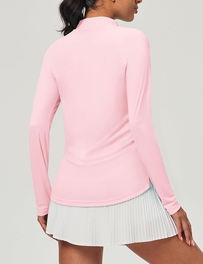 Heathyoga Long Sleeve Workout Tops for Women Golf Shirt UPF 50+ Swim Shirts for Woman UV Sun Protection Quarter Zip Pullover