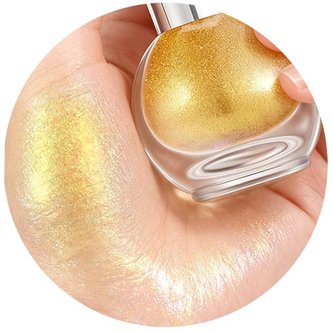 Pure Gold Face and Body Highlighter Spray for Skin Shimmer Makeup, 0.14oz | High Gloss Powder, Waterproof Glow Glitter Spray for Women Mardi Gras Singer Concert Music Rave Festival Outfits Accessories