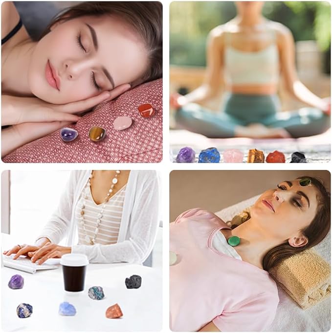 Crystals and Healing Stones, 21 Pcs Healing Crystals Set, 7 Chakra Crystal Stones Set Real Natural Raw Selenite Pyramid Reiki Energy Meditation Chakra Kit with Wooden Box, Crystal Gifts Set for Women