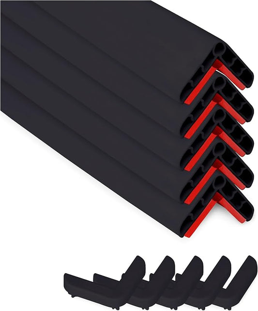 Rubber Bond Wall Corner Guard Edge Protector, 1x1x36 inch Baby Proofing Corner Guards | Self-Adhesive Furniture Edge Strips for Home & Office (5 Pack, Black)