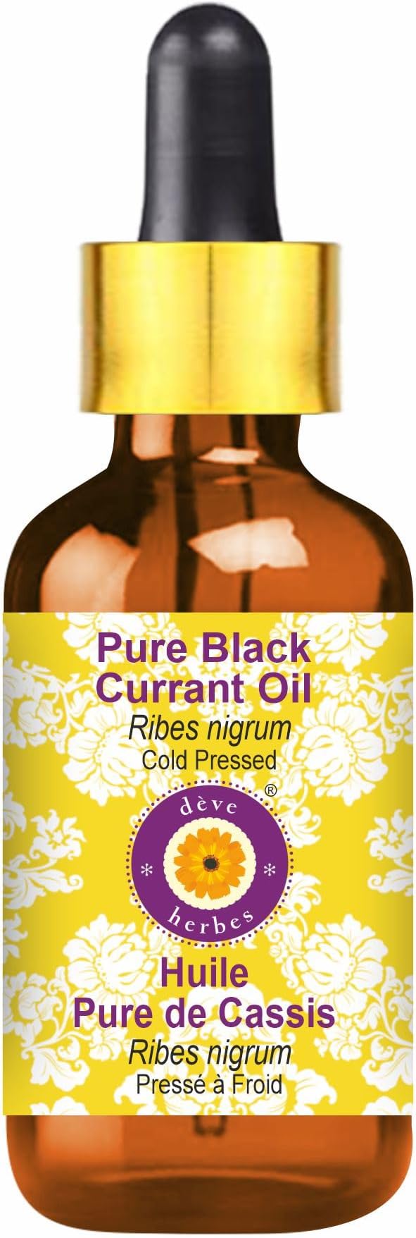 Deve Herbes Black Currant Oil (Ribes nigrum) with Glass Dropper | Cold Pressed | Pure | Natural | for Diluting Essential Oils | for Skin & Massage | Non-Sticky | Lightweight | Unisex | 30ml (1 oz)
