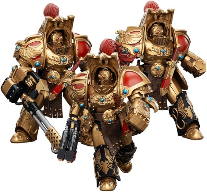 JOYTOY Warhammer The Horus Heresy Legio Custodes Aquilon Terminator Squad Set 3, 1:18 Scale 5.4in Action Figure Mecha Joy Toy Collection Model