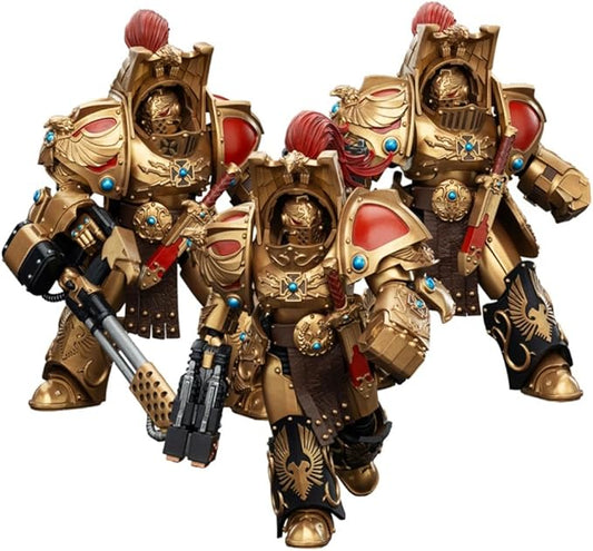 JOYTOY Warhammer The Horus Heresy Legio Custodes Aquilon Terminator Squad Set 3, 1:18 Scale 5.4in Action Figure Mecha Joy Toy Collection Model