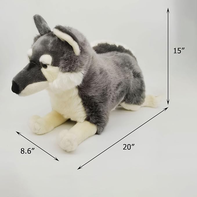 Realistic Wolf Dog Stuffed Animal 20"