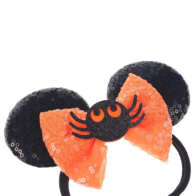 JIAHANG Halloween Mouse Ear Hair Bow Headband,Orange Soft Elastic Hair Band for Baby Girls Newborn Infant Toddlers Kids Party Supplie