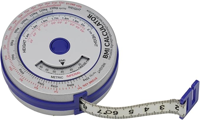 BMI Body Mass Index Retractable Tape Measure, Push-Button Locking Diet Tool for Waist Hip Arm Chest Thigh, Accurate Plastic Ruler for Fitness Tracking, 150cm/200cm(3PCS blue)