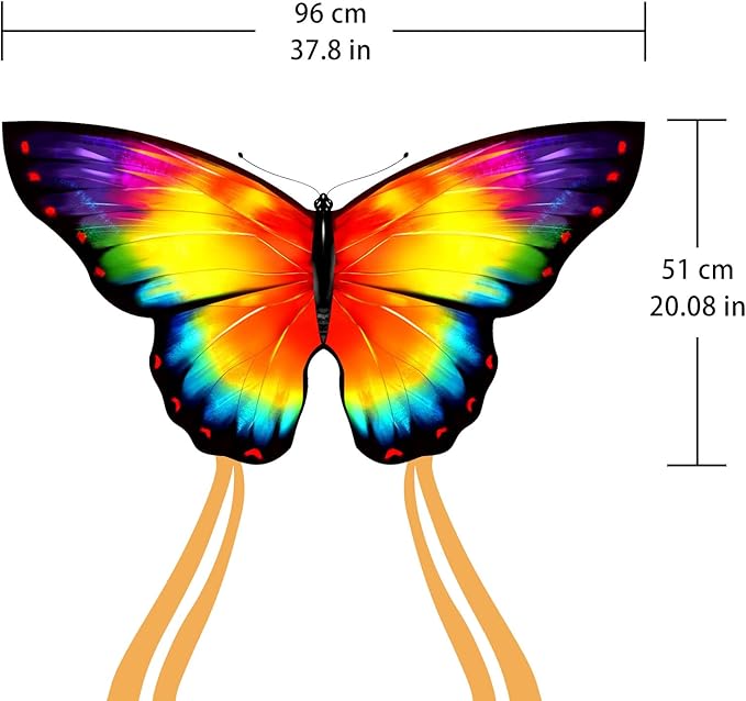 Simxkai Butterfly Kite for Kids & Adults, Easy to Fly Blue Big Kite for Beginners, Line Handle Included (1Pack 2Pack)
