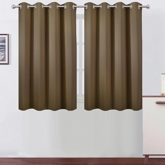 LEMOMO Brown Thermal Blackout Curtains/52 x 45 Inch/Set of 2 Panels Room Darkening Curtains