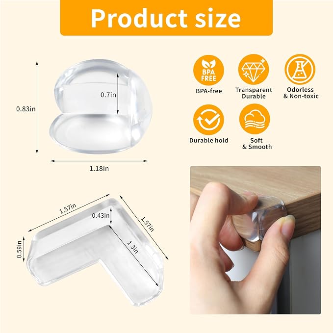 Rindion 40 Pack Corner Protector Baby, 2 Shapes Baby Proof Corners and Edges, Clear Table Corner Covers Baby, Baby Corner Protector Guards, Corner Guards for Table Edges & Sharp Corners