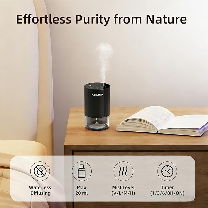 Dual Nozzle Waterless Essential Oil Diffuser, Portable Car Diffuser with Rechargeable Battery, Cordless Aromatherapy Diffuser for Home Office Bedroom, USB-C Nebulizing, 600 Sq Ft Coverage