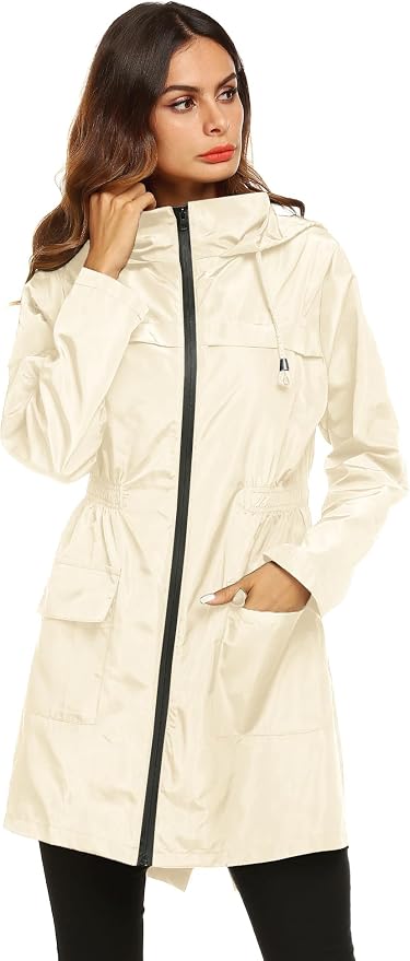 Lomon Women Waterproof Lightweight Rain Jacket Active Outdoor Hooded Raincoat