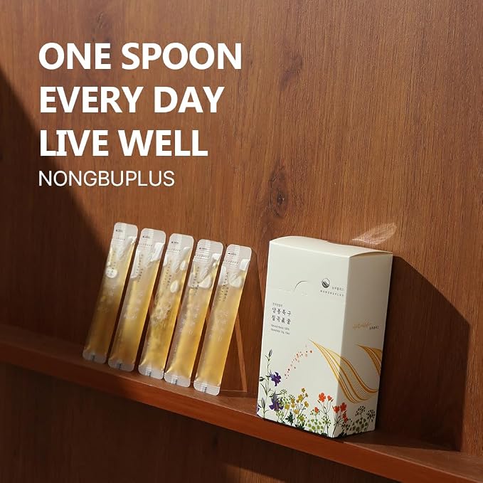 Korean Food Nongbu Plus Acacia Honey Sticks, Single-Serve 10g x 10 Pack | Pure Korean acacia honey in convenient single-serve sticks with mild floral sweetness for snacks, tea, or travel.