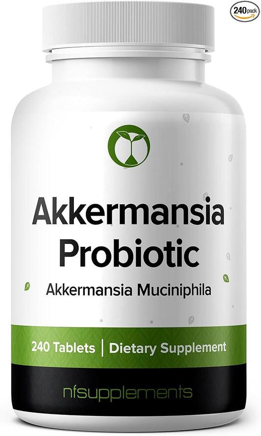 Akkermansia Municiphila Probiotic 240 Tablets (4 Month Supply) - 100 Million AFU Researched Strain AKK11 - Supports Digestive Health & Gut Lining - GMP Certified (240, Akkermansia Municiphila)