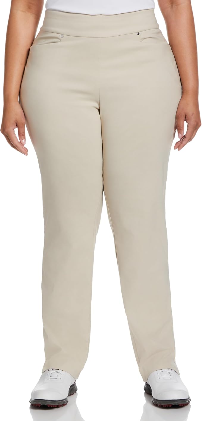 PGA Tour Women's Stretch Golf Pants with Pull-on Waist, 31" & 32" Inseams, Tummy Control, Moisture-Wicking, Sun Protection