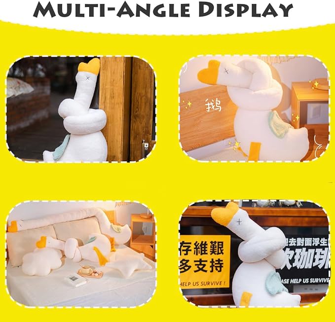 ELAINREN Giant Stuffed Swan with Long Neck,Ultra-Soft White Goose Plush Toy Pillow Cuddly Long Duck Plushie Cushion Decor Gifts for Easter/Xmas,55''