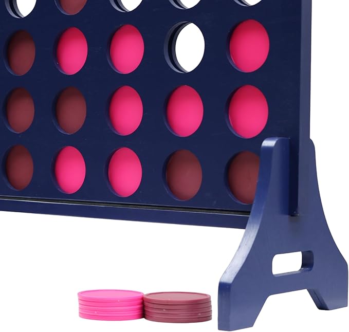 Tailgating Pros Premium Navy Giant Four in a Row with Carrying Case - Jumbo Oversized Outdoor Yard Game - Connect Multiple Pucks in a Row to Win - Many Puck Colors Available!