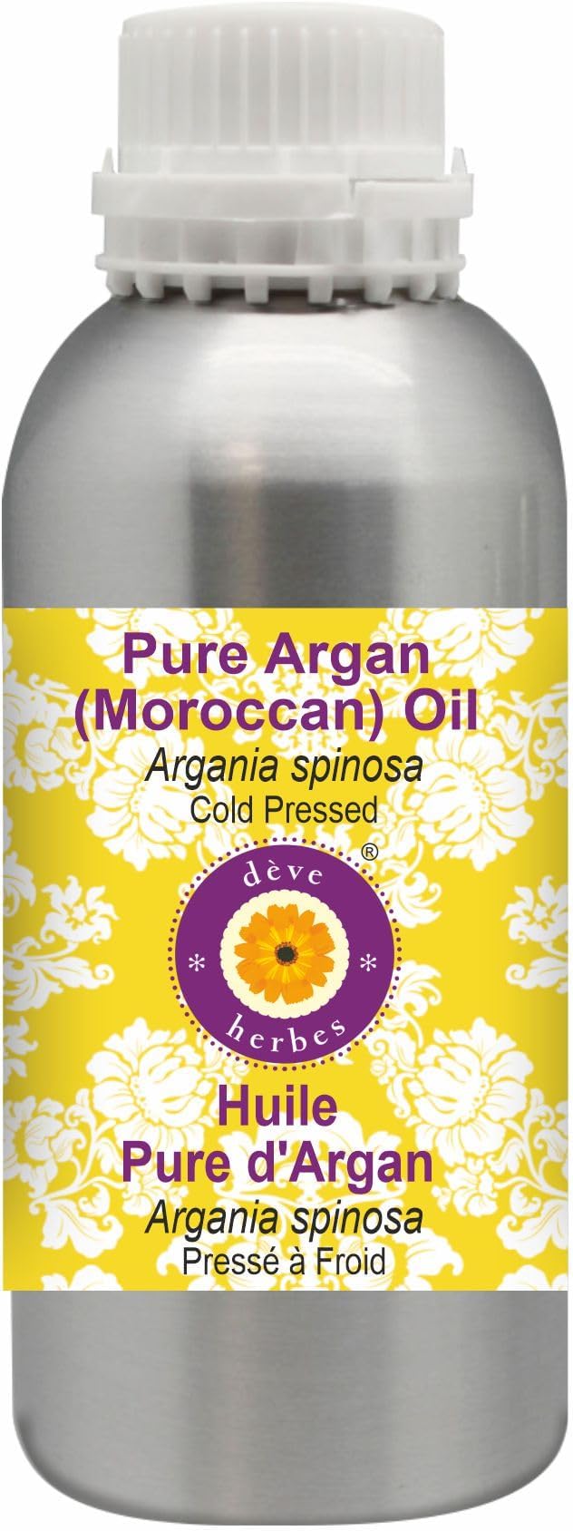 Deve Herbes Pure Argan (Moroccan) Oil (Argania spinosa) Cold Pressed 1250ml, (42 oz)